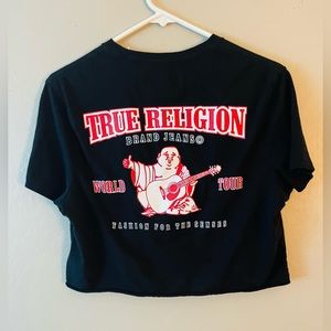 True Religion black and red Buddha crop top size small